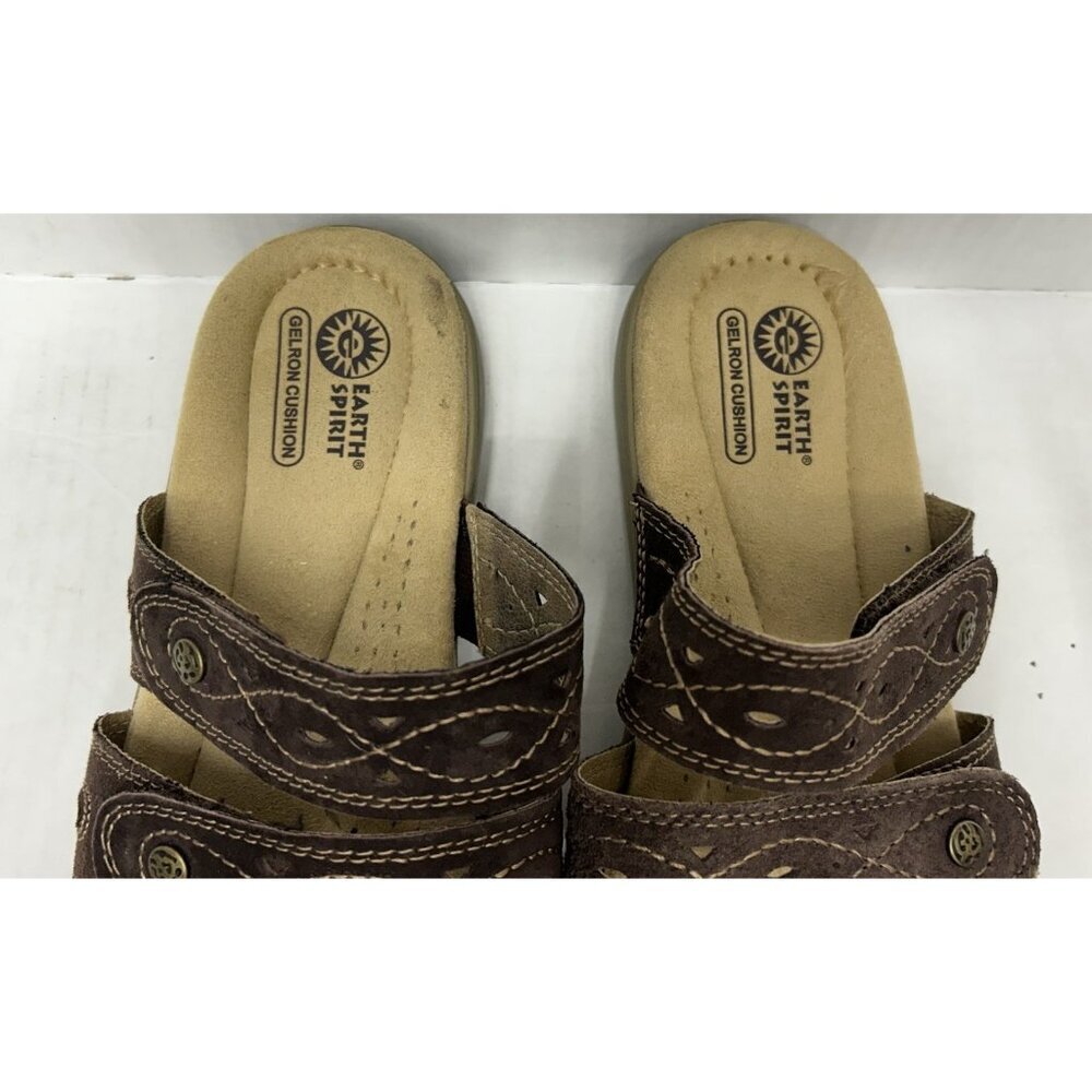 Earth Spirit Sandals Women’s 11 Brown Suede Gelron Cusion Slip On Shoes Slide - Picture 3 of 8